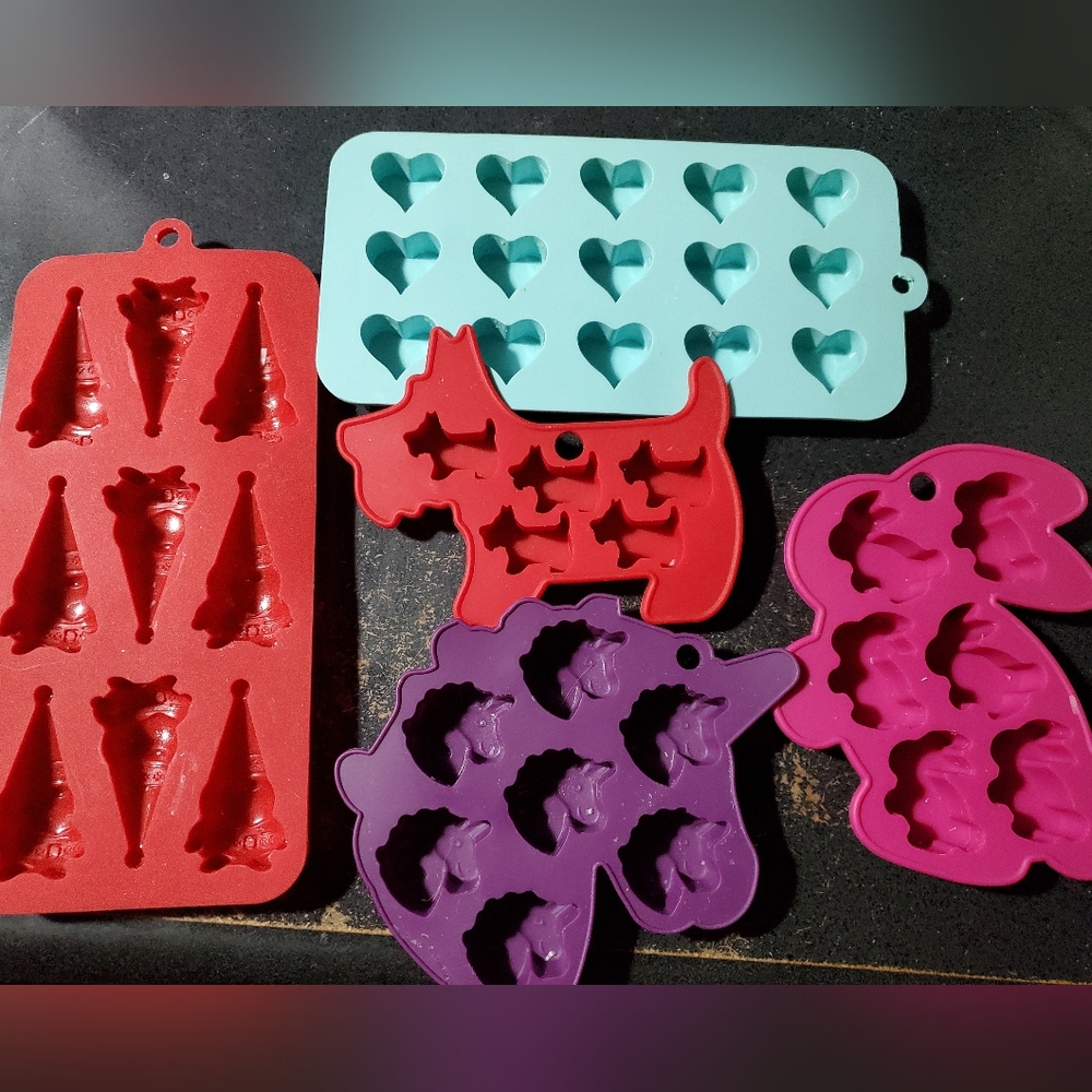 Set of 5, Silicone Molds used for wax samples.